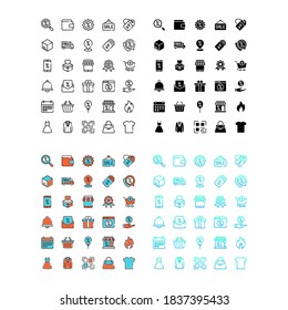 black friday icon set in four style