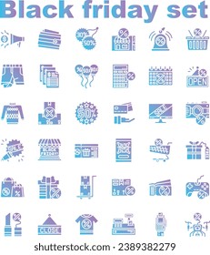 Black friday icon set , glyph gradient style 