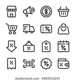 Black friday icon set isolated on white