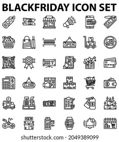 Black friday icon set outline design