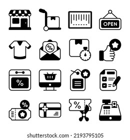 Black Friday icon set, shopping commerce market store shop, 