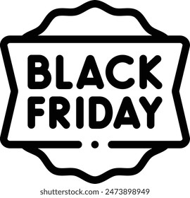 icono de black friday. Diseño De Estilo Lineal Delgado Aislado Sobre Fondo Blanco