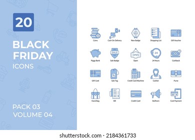 Colección de iconos de Black Friday. Set contiene Iconos como compras, comercio electrónico, compras en línea, venta y más.