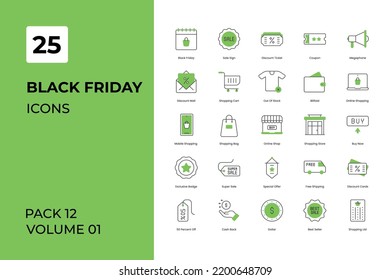 Black Friday icons collection. Set contains such Icons as black friday, black friday icons, commerce icon, and more	