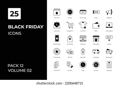 Black Friday icons collection. Set contains such Icons as black friday, black friday icons, commerce icon, and more	