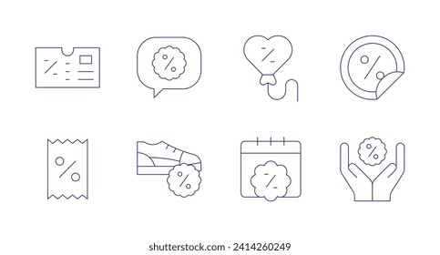 Black friday icons. Editable stroke. Containing coupon, balloon, sale, discount, black friday.