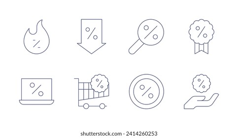 Black friday icons. Editable stroke. Containing hot deal, search, laptop, sticker, black friday.