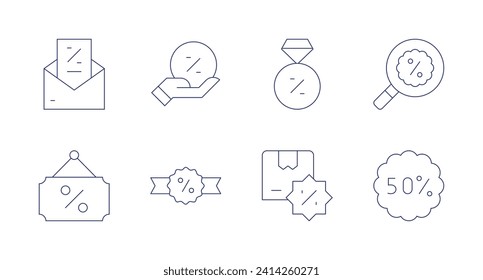 Black friday icons. Editable stroke. Containing mail, jewlery, offer, sign, box, sales, black friday.