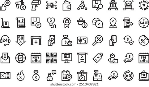 Black friday icons High-Quality Vector Icons Collection with Editable Stroke. Ideal for Professional and Creative Projects.