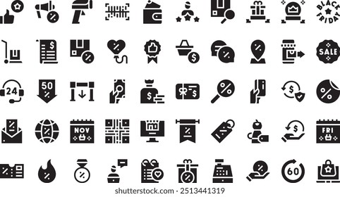 Black friday icons High-Quality Vector Icons Collection with Editable Stroke. Ideal for Professional and Creative Projects.