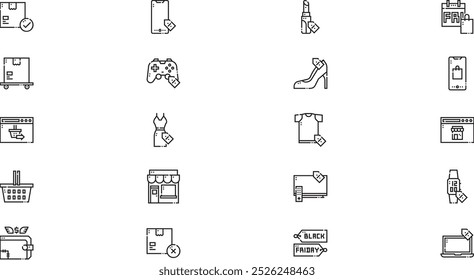 Black friday icons High-Quality Vector Icons Collection with Editable Stroke. Ideal for Professional and Creative Projects.