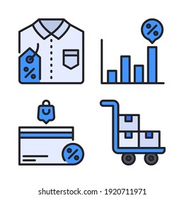 juego de iconos de viernes negro (línea rellenada) = descuento de ecommerce, correo electrónico, banner, caja registradora. Perfecto para aplicaciones móviles de sitios web, iconos de aplicaciones, presentación, ilustración y cualquier otro proyecto.