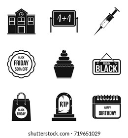 Black Friday icons set. Simple set of 9 black friday vector icons for web isolated on white background