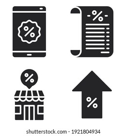 black friday icons set = smartphone, bill, store, discount. Perfect for website mobile app, app icons, presentation, illustration and any other projects.