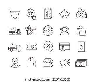 Black Friday Icons - Vector Line Icons. Editable Stroke. Vector Graphic
