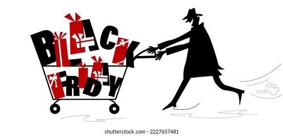 Black friday illustration comic.Advertising banner with the inscription.Vector