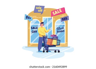 Black Friday Illustration concept. Flat illustration isolated on white background