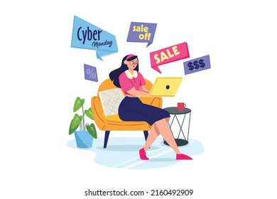 Black Friday Illustration concept. Flat illustration isolated on white background