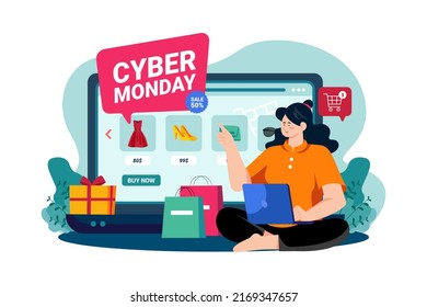 Black Friday Illustration Konzept. Flache Illustration einzeln auf weißem Hintergrund
