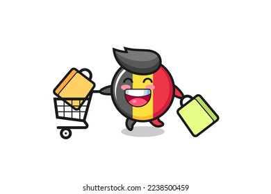 black Friday illustration with cute belgium flag badge mascot , cute style design for t shirt, sticker, logo element
