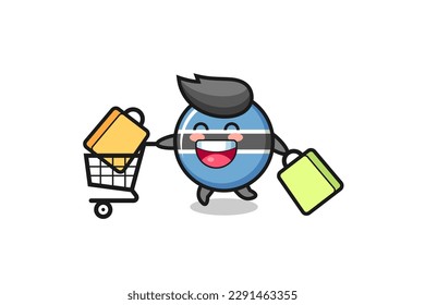 black Friday illustration with cute botswana flag badge mascot , cute style design for t shirt, sticker, logo element