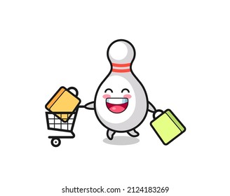 black Friday illustration with cute bowling pin mascot , cute style design for t shirt, sticker, logo element