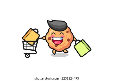black Friday illustration with cute chocolate chip cookie mascot , cute style design for t shirt, sticker, logo element