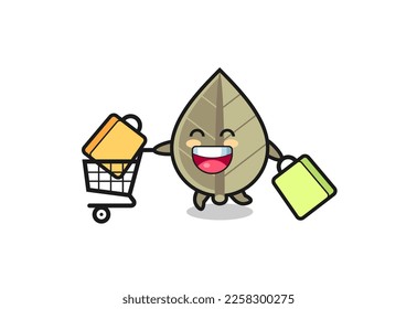 black Friday illustration with cute dried leaf mascot , cute style design for t shirt, sticker, logo element