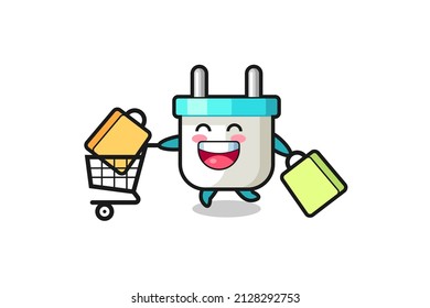 black Friday illustration with cute electric plug mascot , cute style design for t shirt, sticker, logo element
