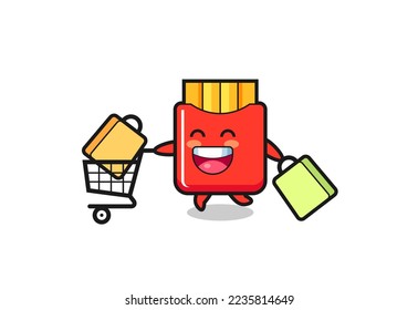 black Friday illustration with cute french fries mascot , cute style design for t shirt, sticker, logo element