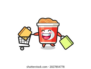 black Friday illustration with cute instant noodle mascot , cute style design for t shirt, sticker, logo element