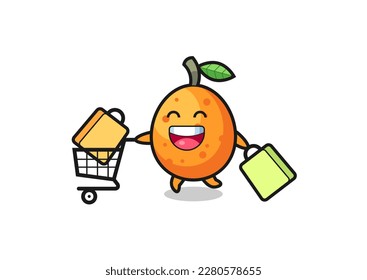 black Friday illustration with cute kumquat mascot , cute style design for t shirt, sticker, logo element