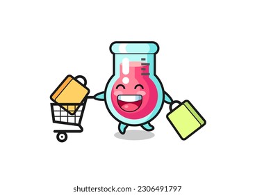 black Friday illustration with cute laboratory beaker mascot , cute style design for t shirt, sticker, logo element