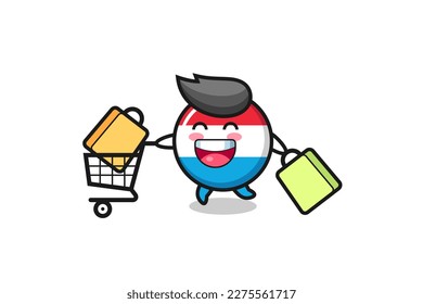 black Friday illustration with cute luxembourg flag badge mascot , cute style design for t shirt, sticker, logo element