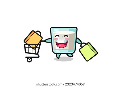 black Friday illustration with cute milk mascot , cute style design for t shirt, sticker, logo element