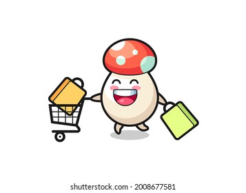 black Friday illustration with cute mushroom mascot , cute style design for t shirt, sticker, logo element