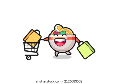 black Friday illustration with cute noodle bowl mascot , cute style design for t shirt, sticker, logo element