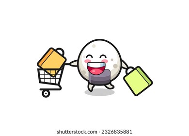 black Friday illustration with cute onigiri mascot , cute style design for t shirt, sticker, logo element