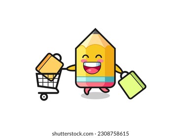 black Friday illustration with cute pencil mascot , cute style design for t shirt, sticker, logo element