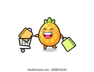ilustración de viernes negro con una linda mascota de piña , diseño de estilo lindo para camiseta, pegatina, elemento logotipo