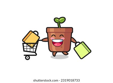 black Friday illustration with cute plant pot mascot , cute style design for t shirt, sticker, logo element