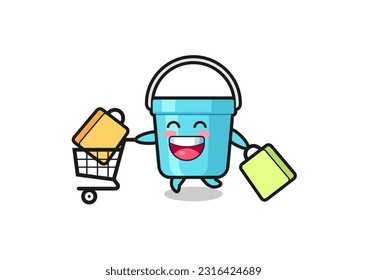 black Friday illustration with cute plastic bucket mascot , cute style design for t shirt, sticker, logo element