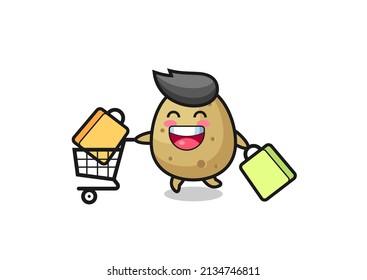 black Friday illustration with cute potato mascot , cute style design for t shirt, sticker, logo element