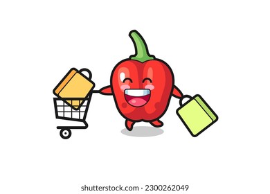 black Friday illustration with cute red bell pepper mascot , cute style design for t shirt, sticker, logo element