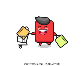 black Friday illustration with cute red card mascot , cute style design for t shirt, sticker, logo element