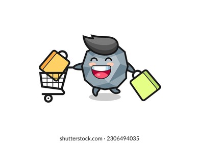 black Friday illustration with cute stone mascot , cute style design for t shirt, sticker, logo element