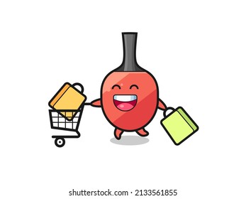 black Friday illustration with cute table tennis racket mascot , cute style design for t shirt, sticker, logo element