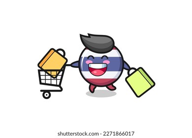 black Friday illustration with cute thailand flag badge mascot , cute style design for t shirt, sticker, logo element