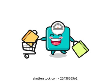 black Friday illustration with cute weight scale mascot , cute style design for t shirt, sticker, logo element