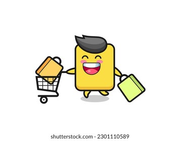 black Friday illustration with cute yellow card mascot , cute style design for t shirt, sticker, logo element